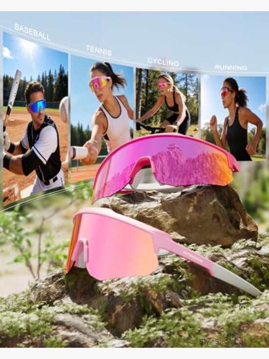 Polarized Sports Sunglasses Wrap Around UV Protection for Cycling Running main image 6